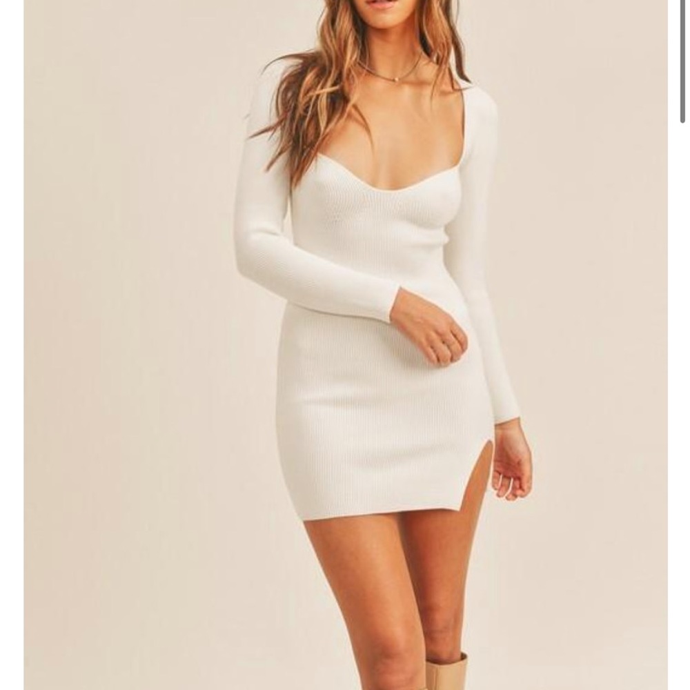 White long sleeve mini dress